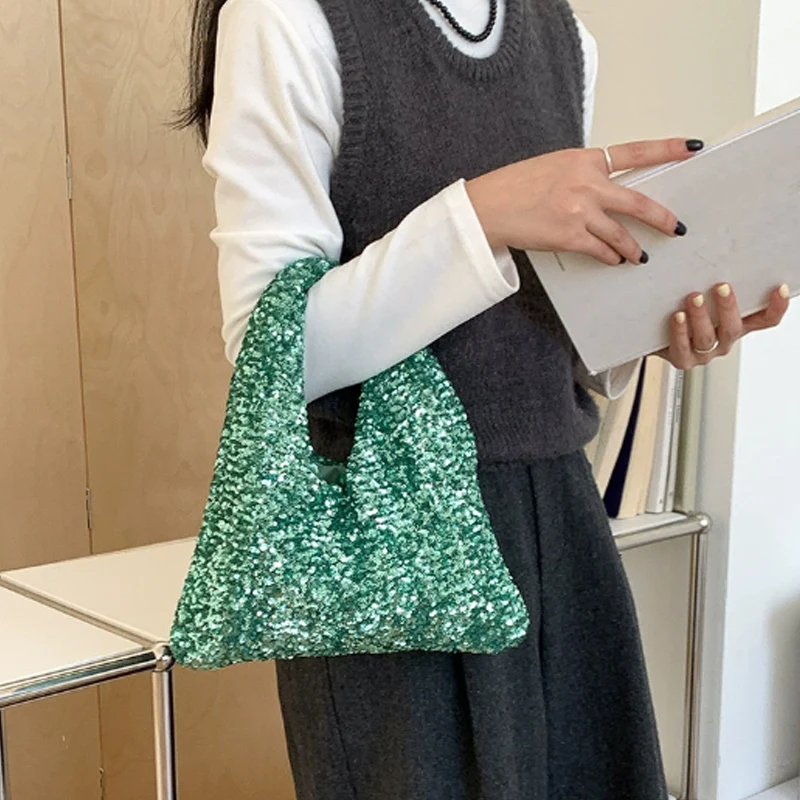 

High Quality Fashion Sequin Handbag Silver Luxurious Personalized Women's Bag Shoulder Bag
