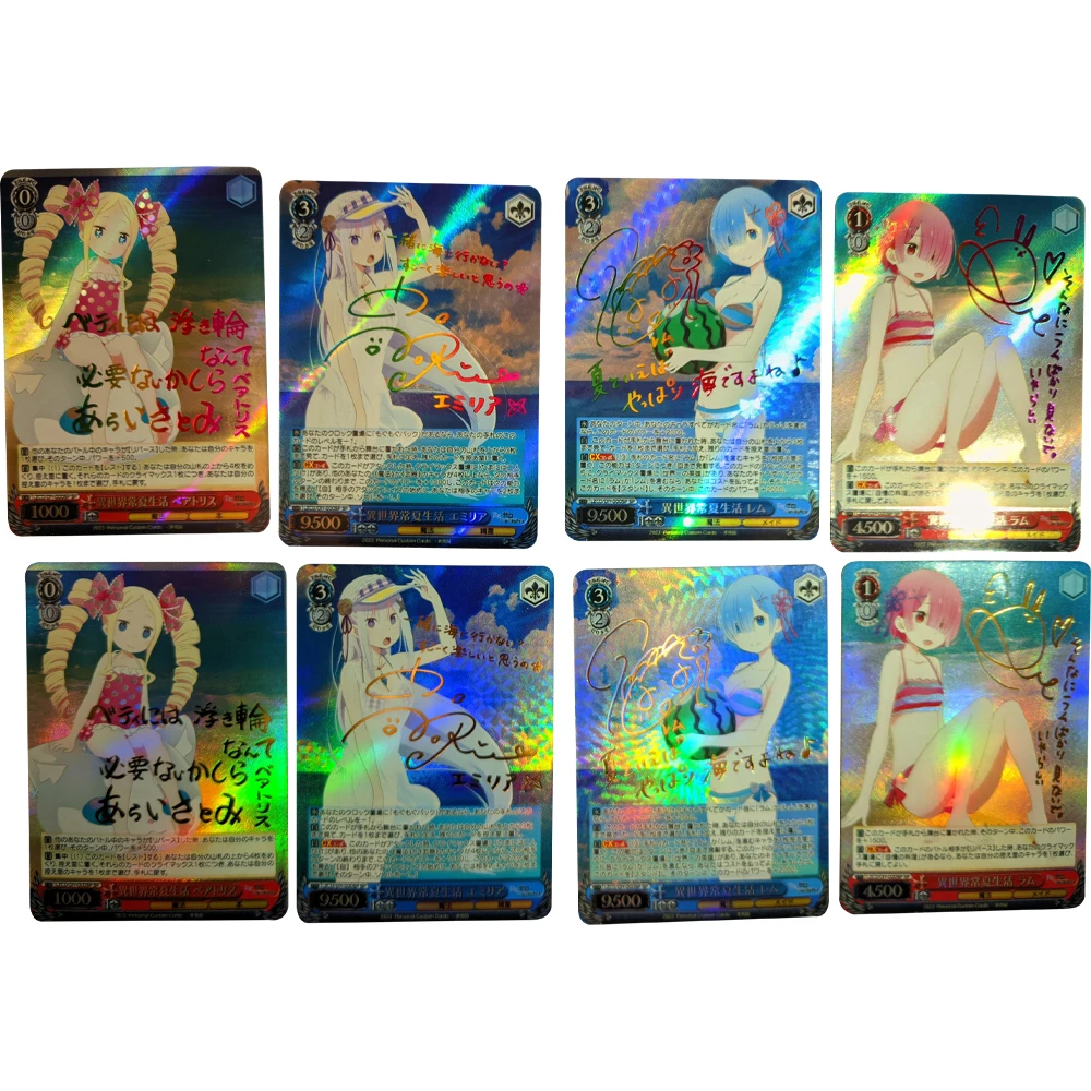 

Anime Rem Lam WS Collection Card Swimwear Bronzing Signature Card Refractive Colorful Rainbow Flash Kids Boy Birthday Gifts