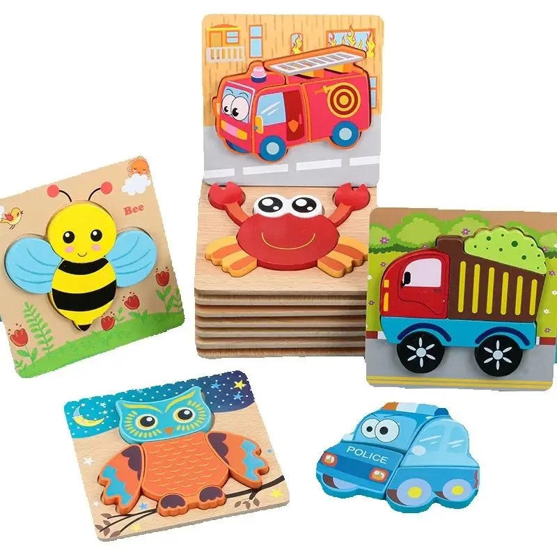 

Children's Wooden 3D Jigsaw Puzzle Toys Three-dimensional Puzzles Of Various Animals Thickened Wooden Toys Babies P606