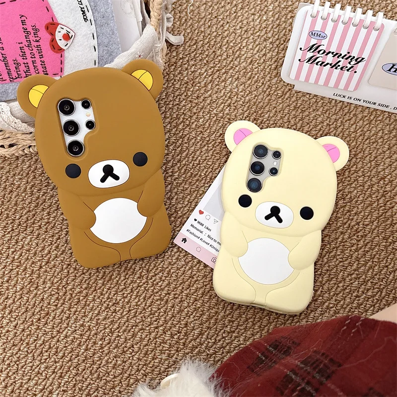 Etui na telefon 3D Cartoon Rilakkuma Bear Kawaii do Samsung Galaxy S25 S24 S23 S22 Ultra S25 S24 S23 Plus…
