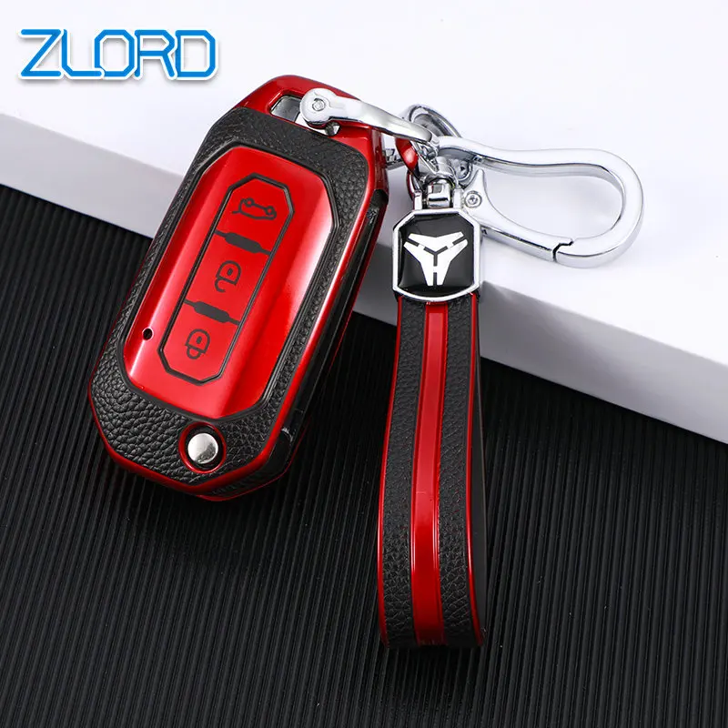 Leather TPU Car Flip Key Cover Case for Ford Fusion Fiesta Escort Mondeo Everest Ranger Bag Holder Protector Shell Fob Keychain