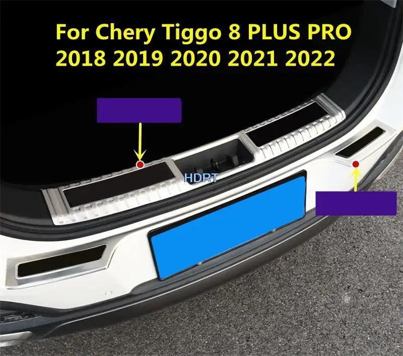 Stainless Steel External Rear Guard Door Bumper Protector Decoration Accessories Car Style For Chery Tiggo 8 PLUS PRO 2018-2022