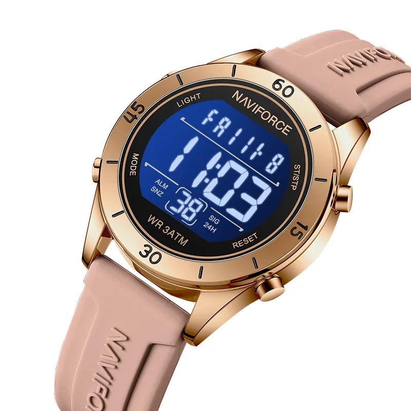 NAVIFORCE Watch For Women Fashion Sport Waterproof Lcd Digital Day and Date Silicone Band Electronic Wristwatch Relogio Feminino