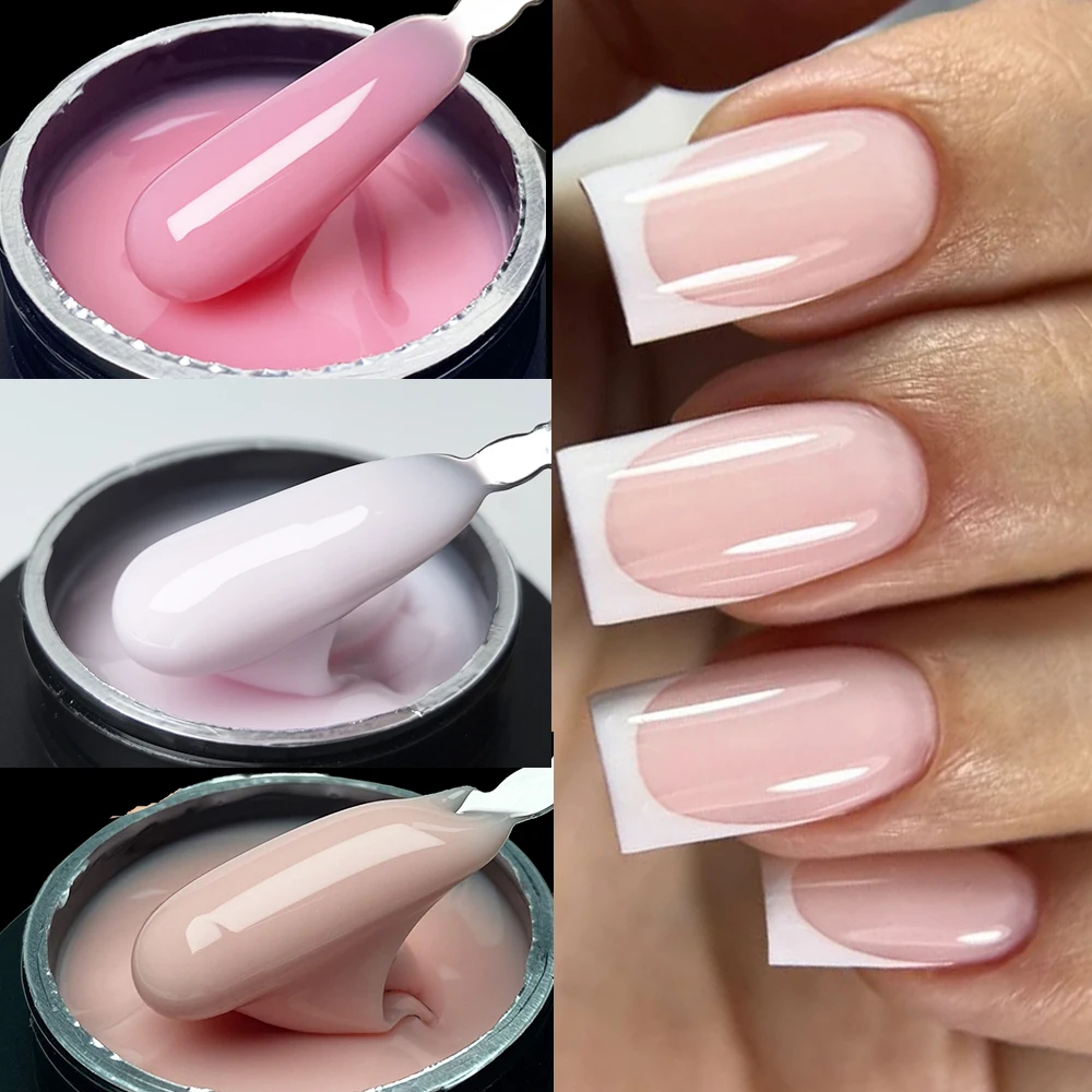 Jillnails 3pcs/6pcs 50g Medium Gel Builder Nails Extensions Nail Gel Extension UV LED Curing Self Leveling Clear Milky White