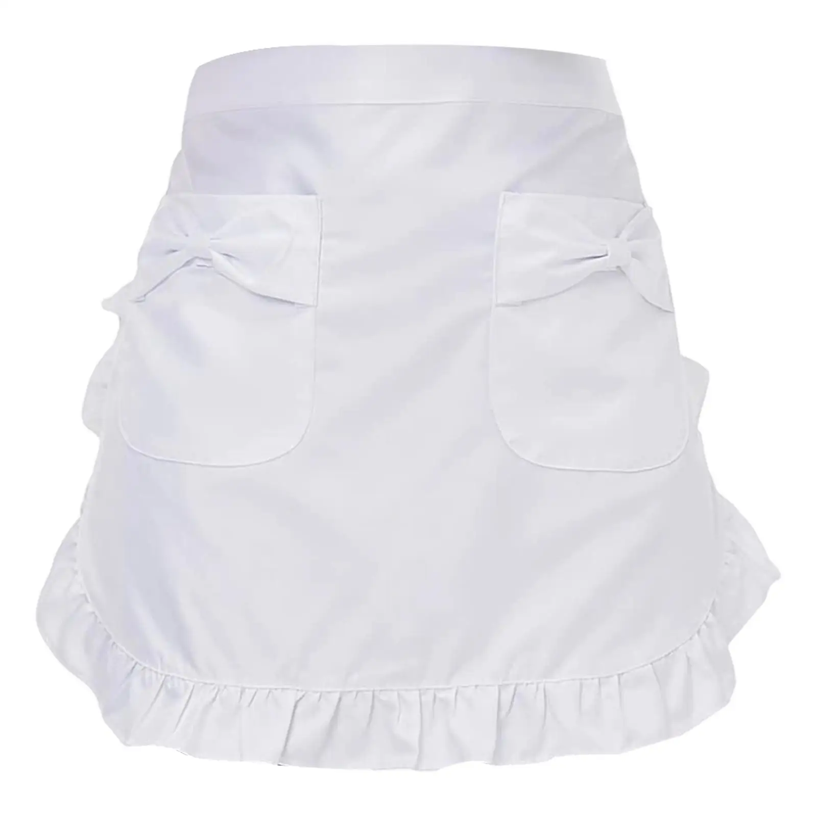 Women Waist Apron Comfortable Stylish Accessories Multiuse Cooking Apron with 2 Pockets Half Apron for Waitress Servers Cooking