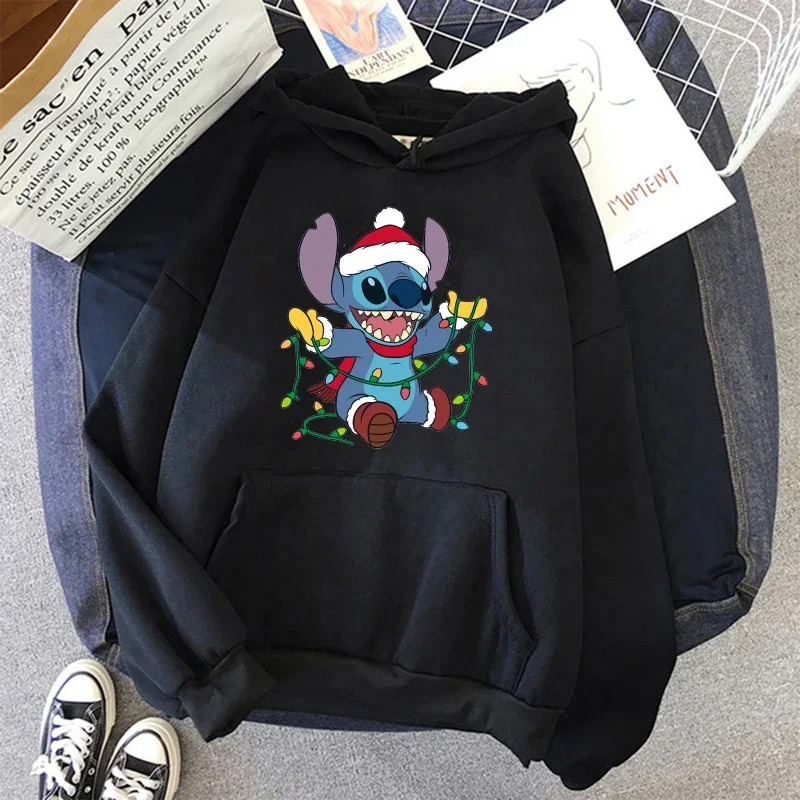 Disney Women's Clothing Hoodie Lilo and Stitch Y2k Pattern Hoodies Winter 2024 Korean Style Women's Top Sweatshirt