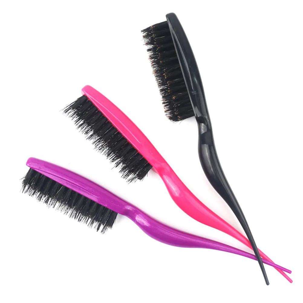 4Pcs Hair Teasing Brush Salon Quality Boar Bristle Tail Point Ergonomic Handle Adds Volume and Shine Teasing Brush