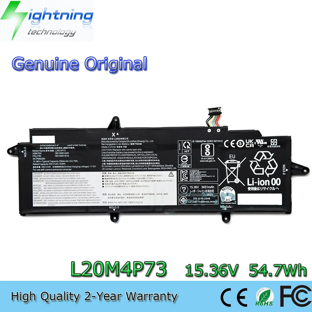 

New Genuine Original L20M4P73 15.36V 54.7Wh Laptop Battery for Lenovo ThinkPad X13 G2 20SX001UUS AMD 20XH001KGE L20C4P73