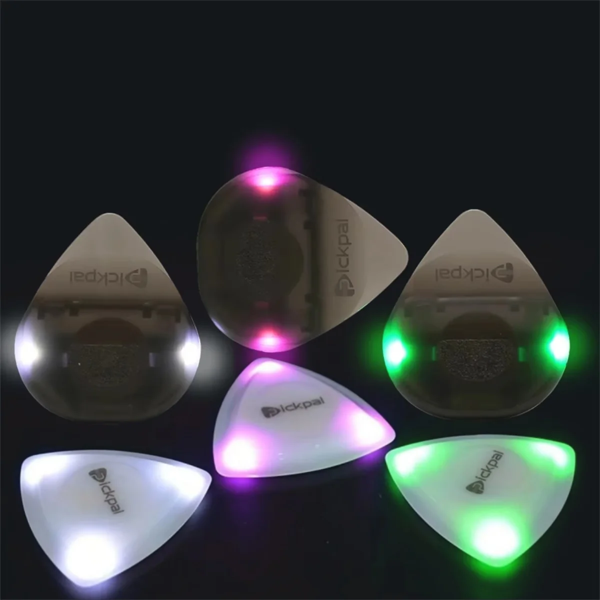 Miwayer LED Luminous Guitar Pick - ABS Electric Heart-shaped Guitar Picks With Three-Color Light Options (White/Green/Purple)