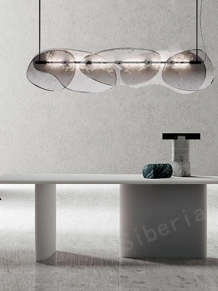 

Smokey Gray Glass Chandeliers Modern Creative Home Ceiling LED Long Lighting Fixture Lustre Hanging Lamps Dining Room Lampa