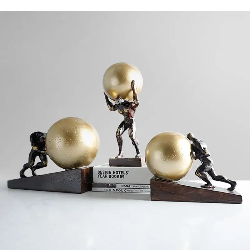 Golden Ball Decorative Gymnastic Figure Statue Desk Decoration Abstract Crafts Character Resins Sculpture Room Aesthetic Decor