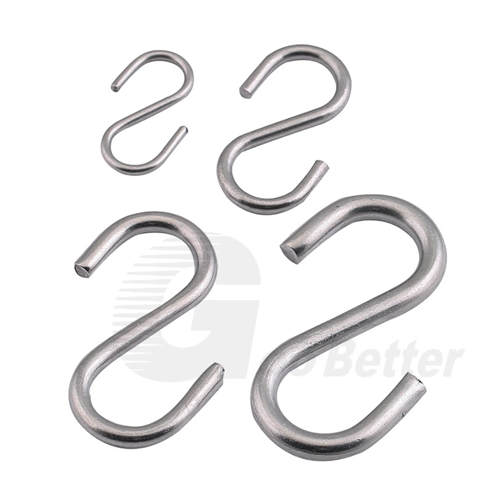 1-50Pcs S Shaped Hanging Hooks M2 M3 M4 M5 M6 M8 M10 304 Stainless Steel Hooks Kitchen Bathroom Bedroom Cap Hanger