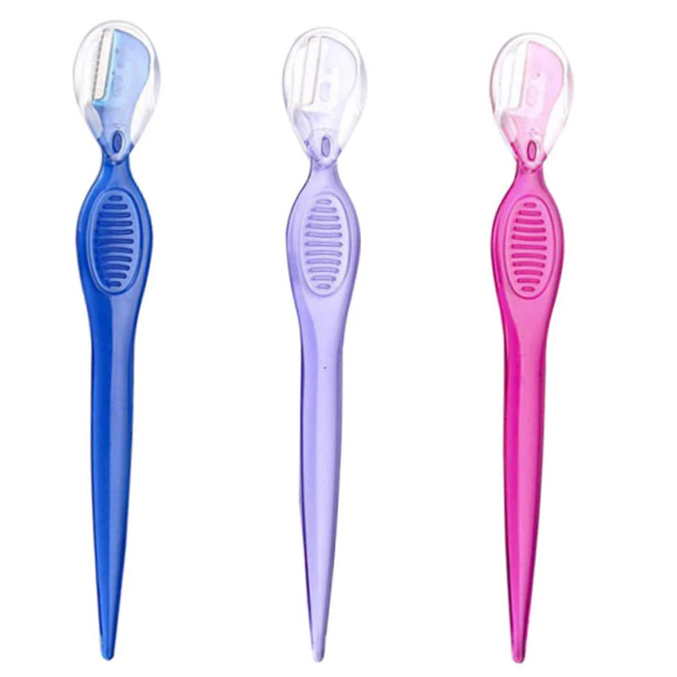 Pettine per lama di rasoio per sopracciglia Mini rasoio per sopracciglia portatile Rasoi per il viso multiuso Strumento per trucco di bellezza in acciaio inossidabile per donne e uomini