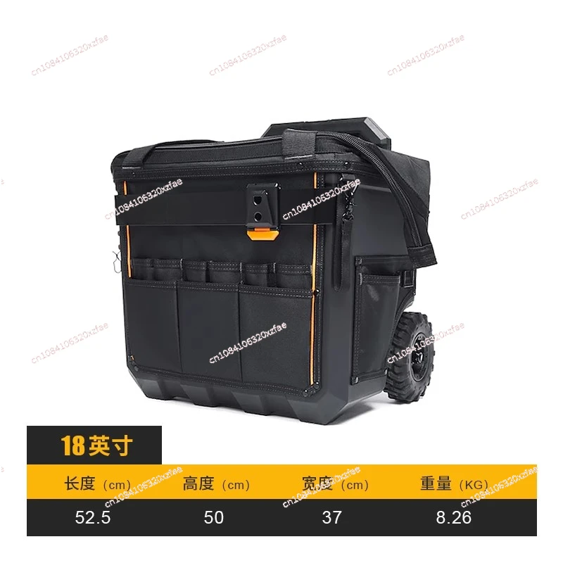 Tool Bag Wheeled Trolley Toolbox, Handbag with Trailer, Professional Organizer for Electrician, Fishing Bucket Storage