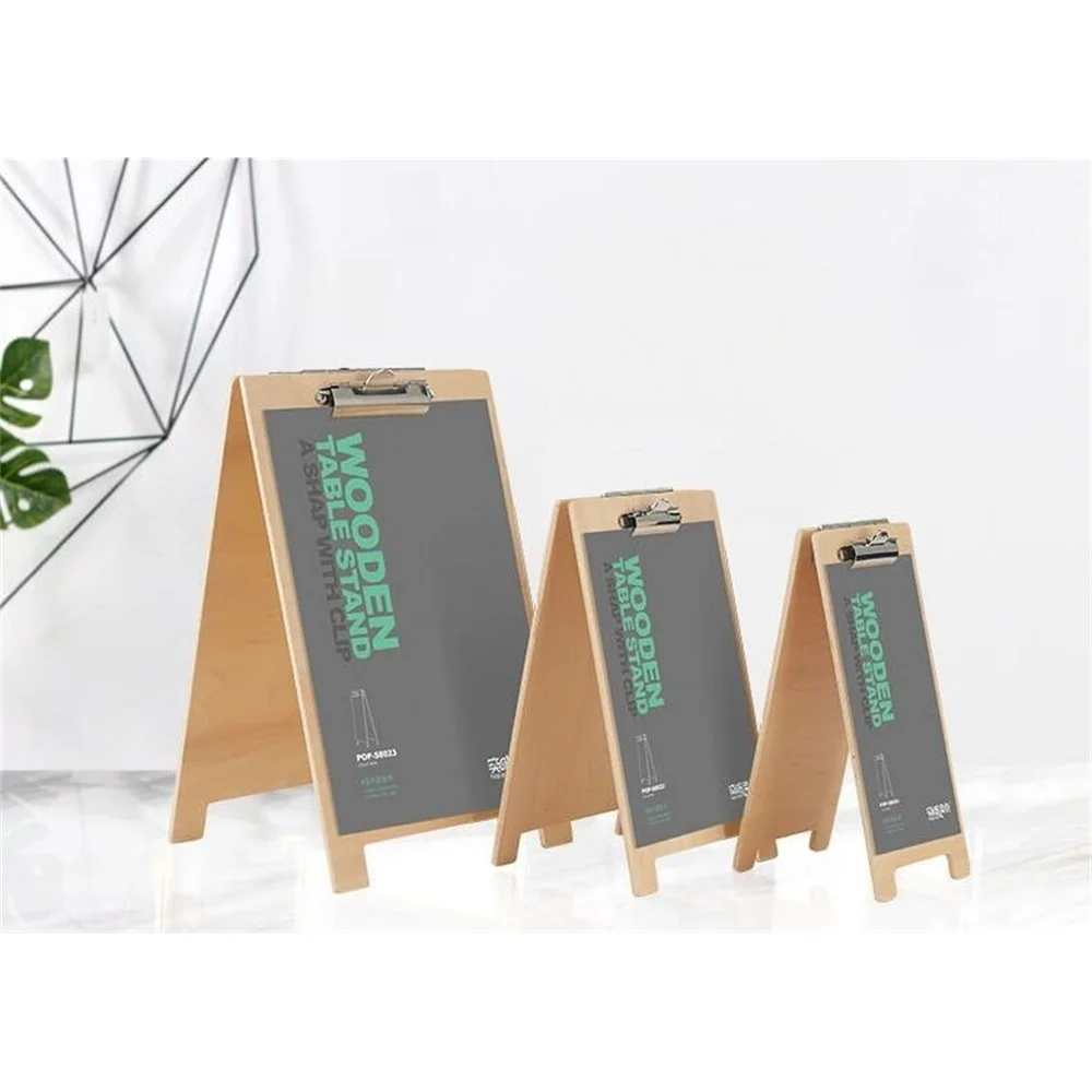 Wooden Menu Stand Paper Price Tag Display Table Top List Order Sign Clip Label Holder Wood Board Double Sided Photo Clip Rack