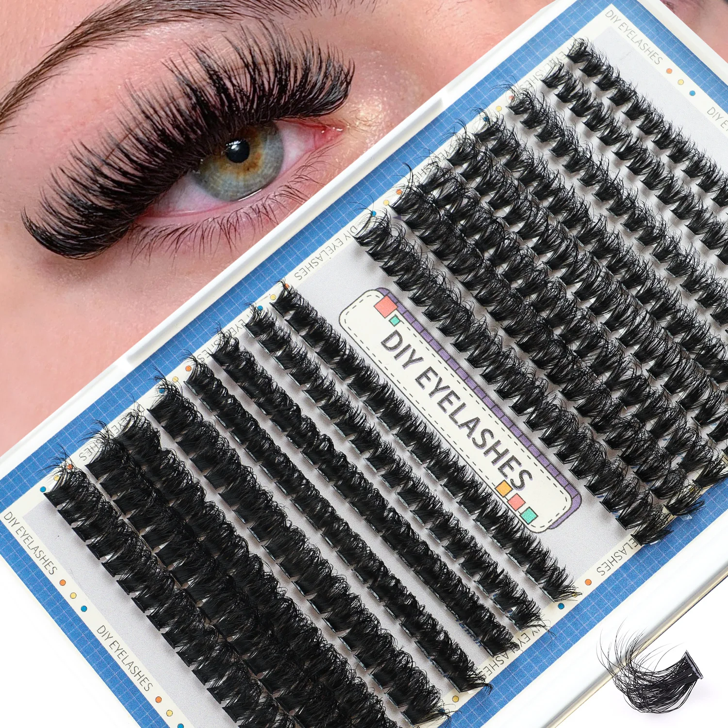 608 Clusters 30 40 60 80D DIY Eyelashes Large Capacity Fake Eyelashes Kit for Beginner Soft Thick Lifelike Individual  Lash Kit