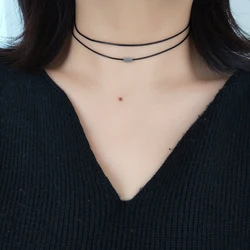 Simple retro black wax rope double choker collar choker necklace accessories for women Accessories ornaments