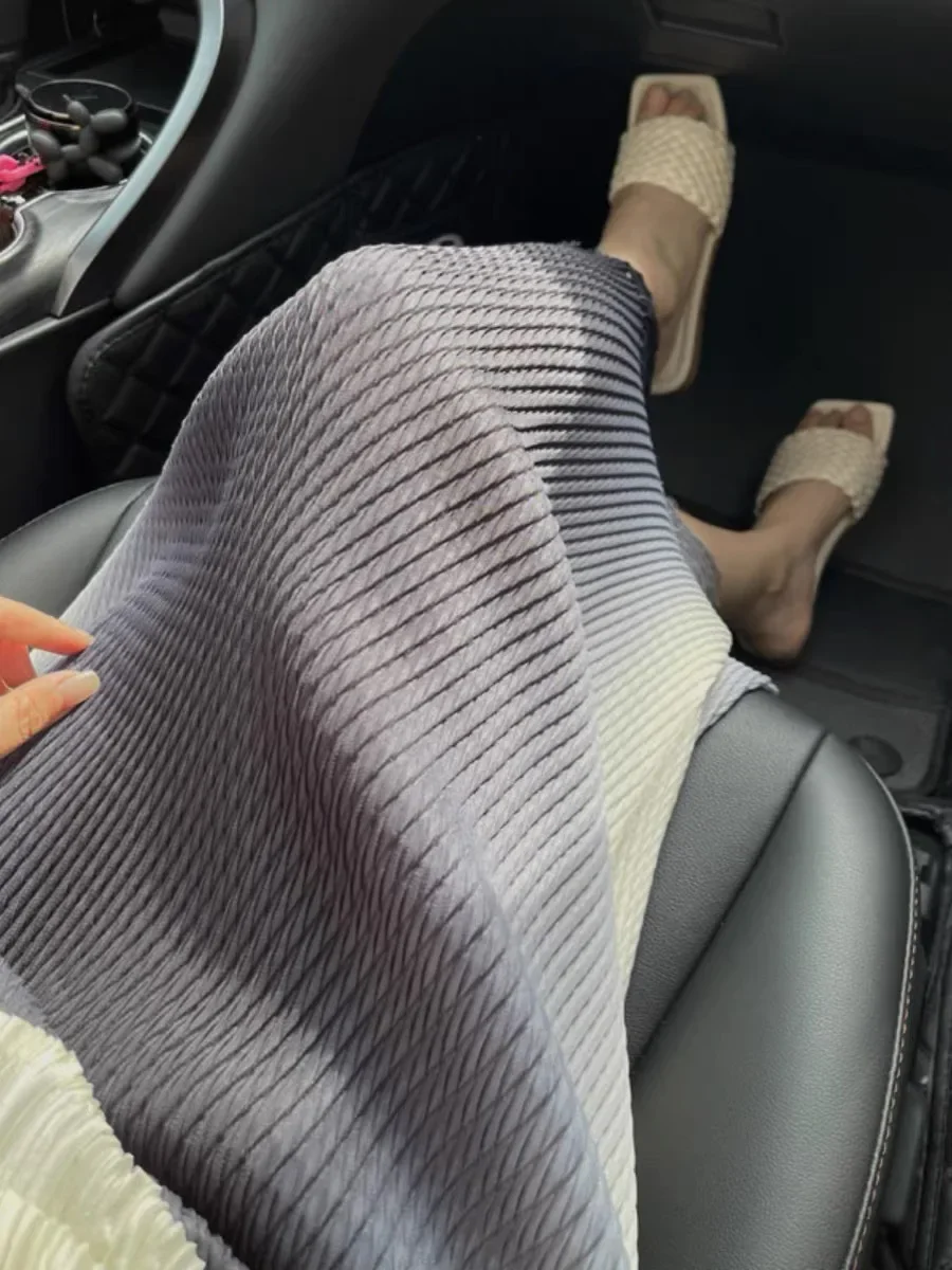 YUDX Miyake Falten 2025, Sommer Neue Fransen Rock Damen Hohe Taille Temperament Hohe Elastische Alle Spiel Farbverlauf Rock