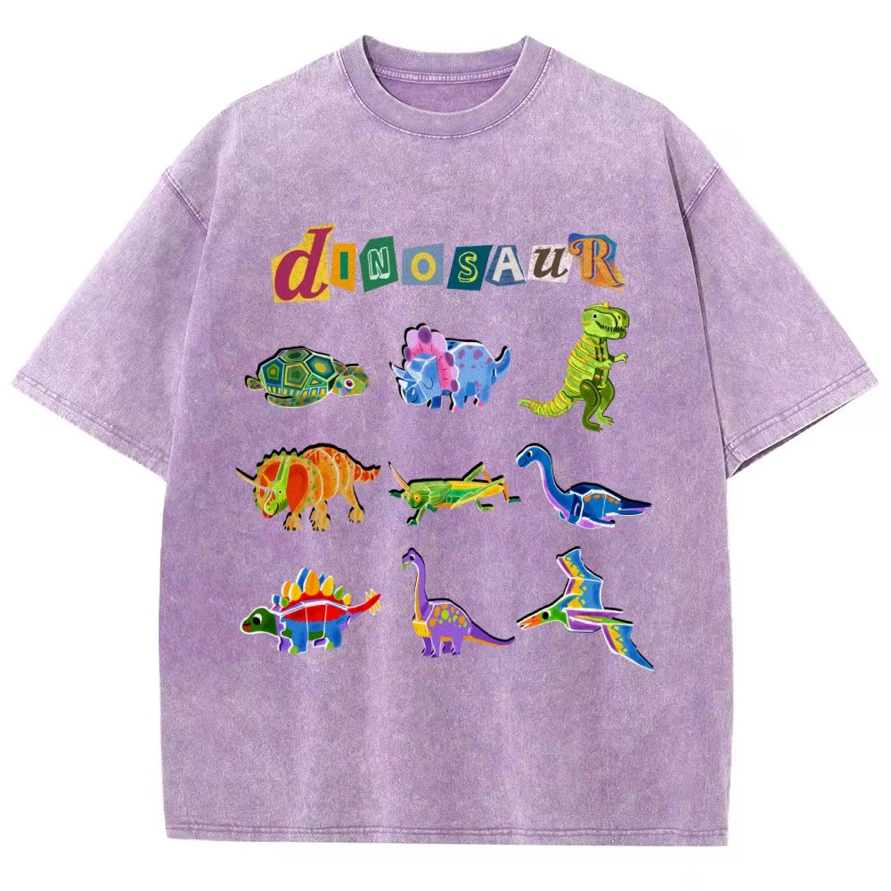 Cute Dinosaur Shirt Paleontology Oversized Shirt Vintage Hand Printed Dino Shirt Gifts Women Clothing y2k Tee Streetwear Shirt