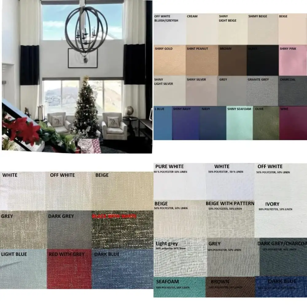 Gorden Beludru Ekstra Panjang, 3 Blok Warna, Panjang 8-25 Kaki, 1 Panel, Atas Grommet, Lebar 50-200 Inci, 100W x 216L, Tahan Lama dan