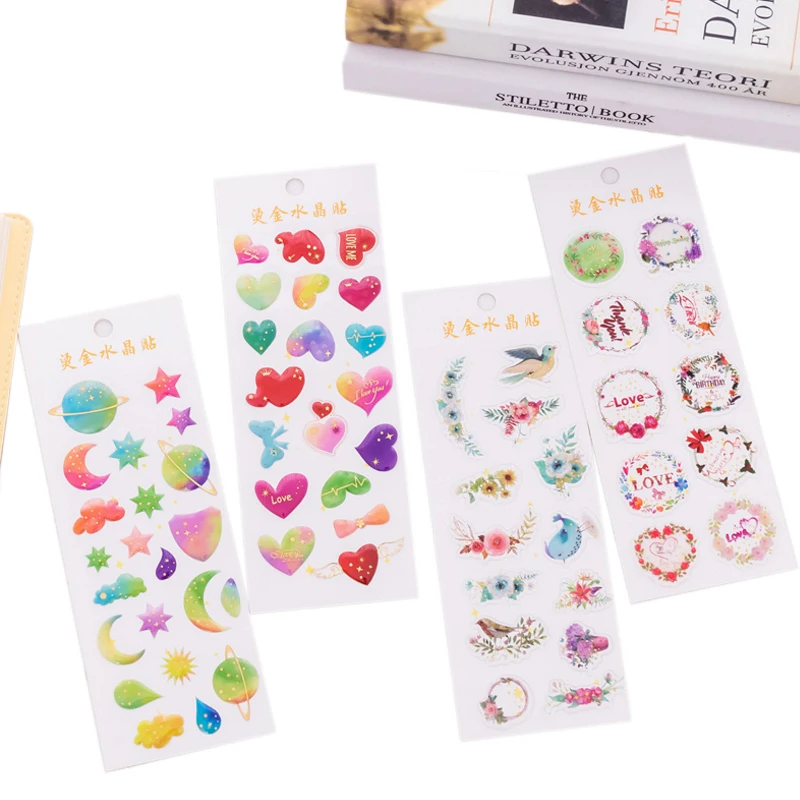 1pcs/lot Korean Colorful Dream Bronzing Crystal Drop Sticker 6 options Label Scrapbooking Stickers