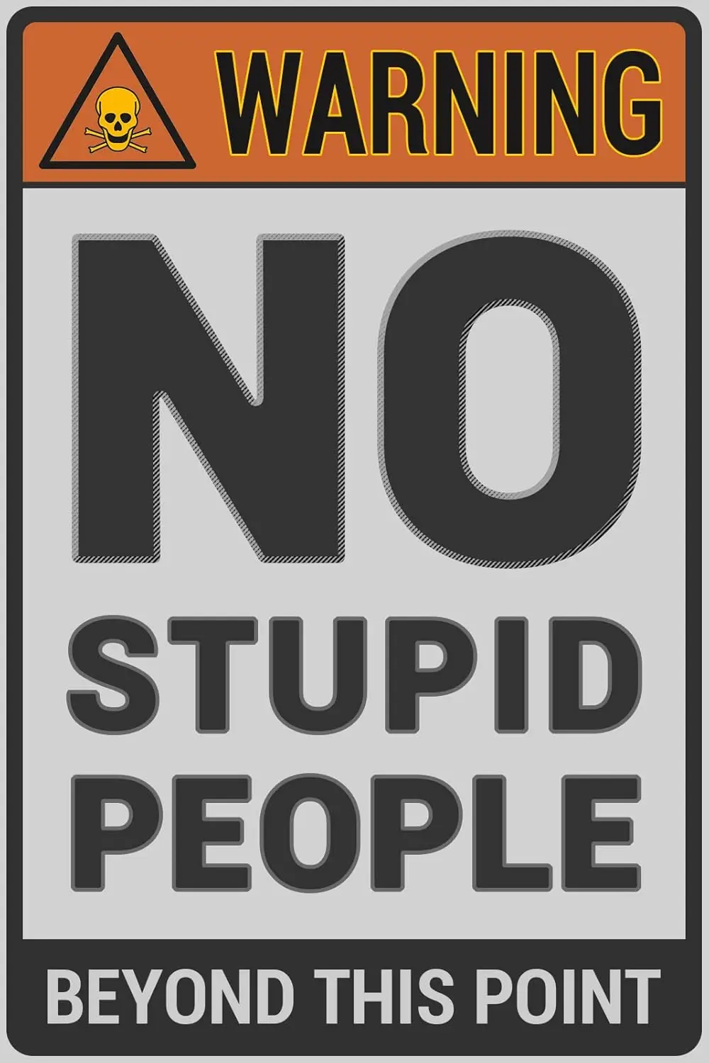 Bestylez Funny Metal Sign Room Sign Street Signs For Bedroom, Garage, Yard, Bar - Warning No Stupid People Beyond This Point 12