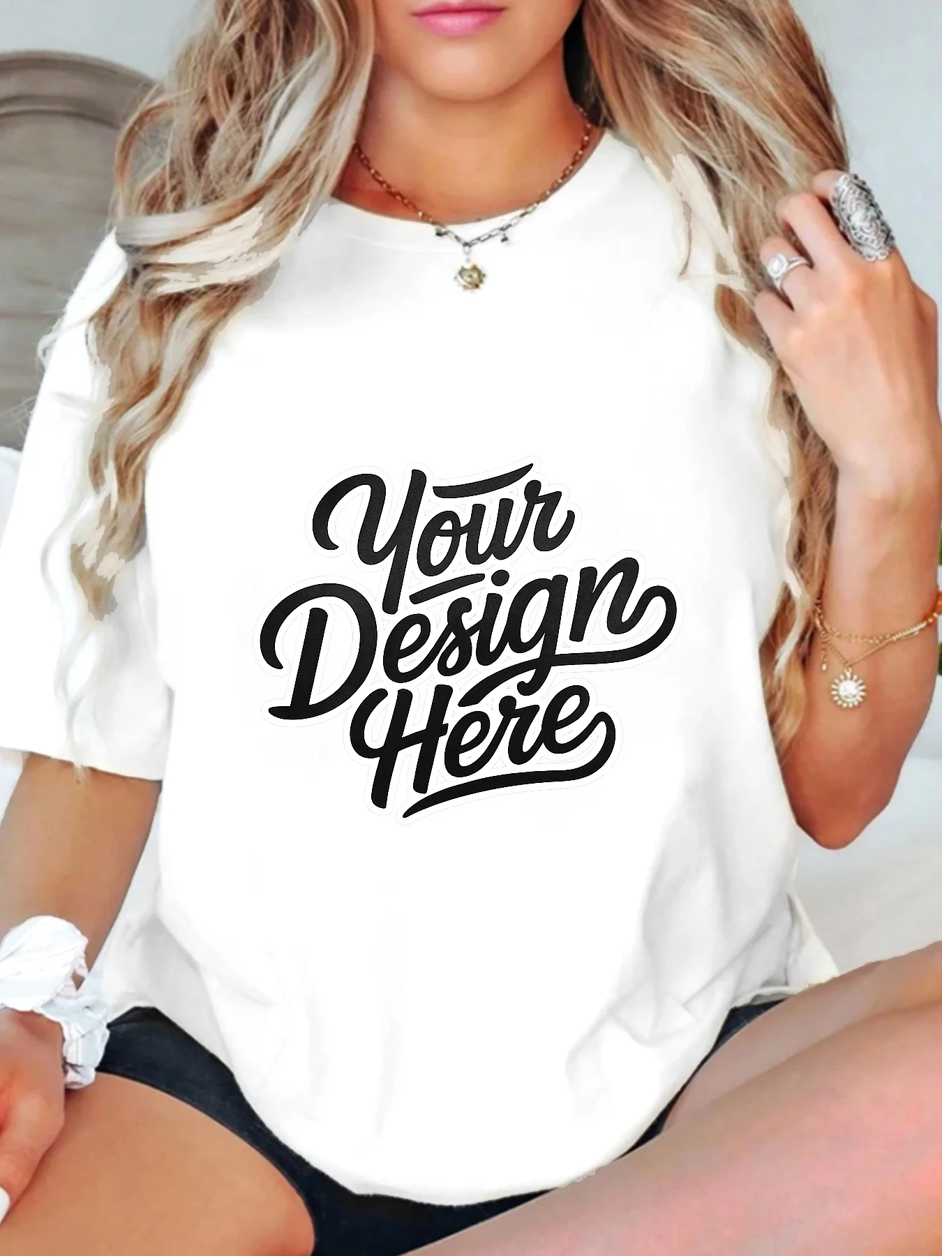 

【WDS009】Женская футболка больших размеров с круглым вырезом, короткими рукавами, эластичными рукавами-полурукавами и модными принтами.