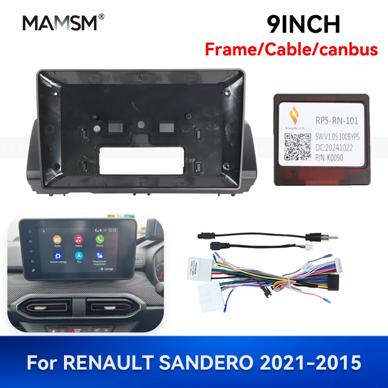 

MAMSM 9 inch For RENAULT SANDERO 2021-2025 Car Radio Fascia Panel Dash Mounting Player MP3 MP5 Screen Accessories Canbus cable