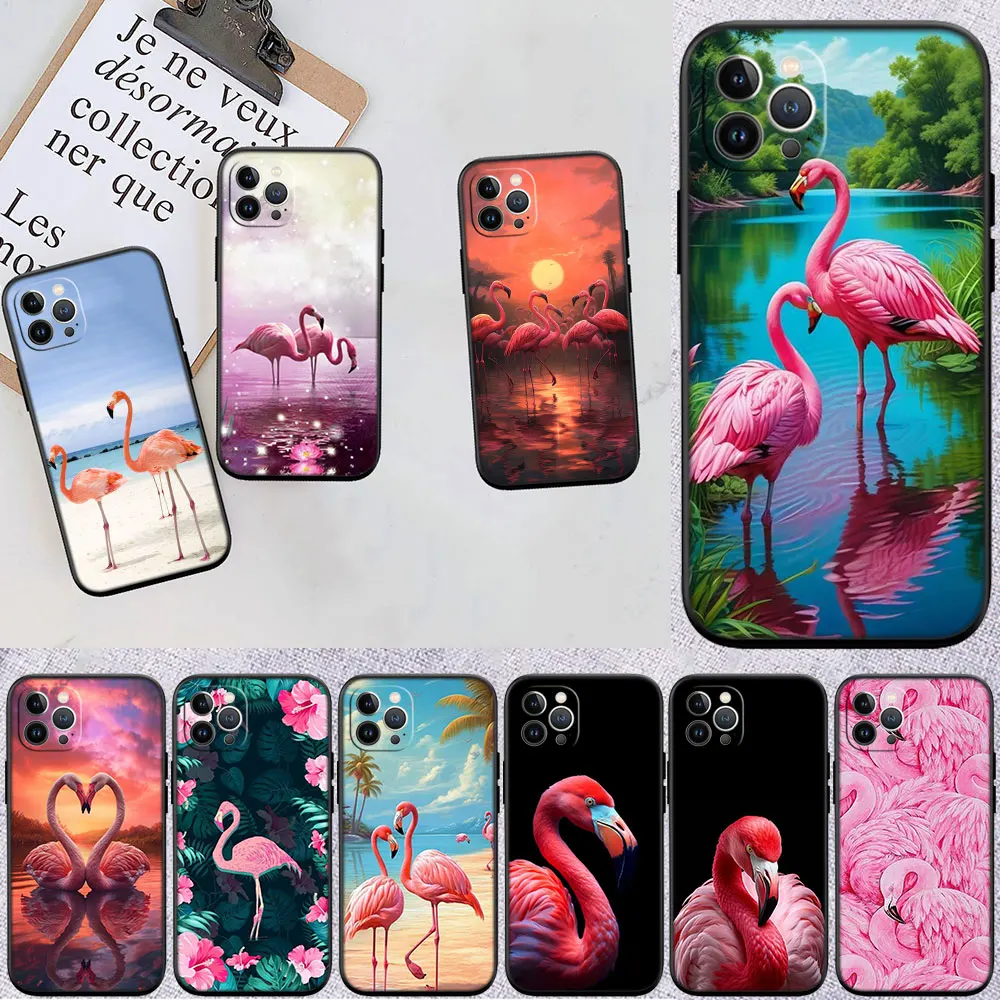 DK16 Flamingos Pink bird Soft Shell Phone Case for Samsung Galaxy S20 S21 S22 Ultra FE + Plus A21S A22 A24 A25 A26 A30 A30S A31
