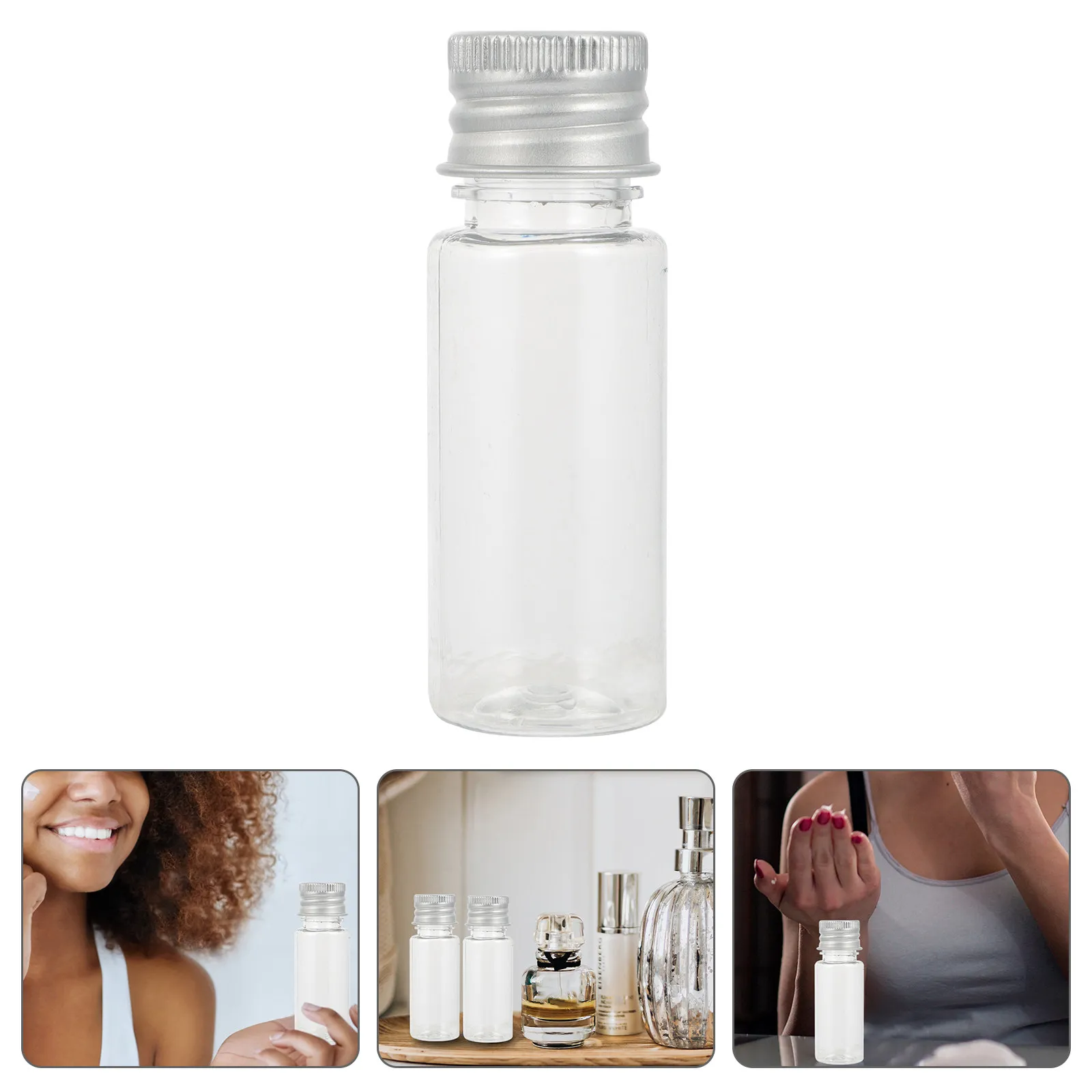 

30 шт. прозрачных пластиковых флаконов для дозирования, маленькие дорожные контейнеры с алюминиевыми крышками, многоразовые прозрачные пластиковые емкости для лосьона