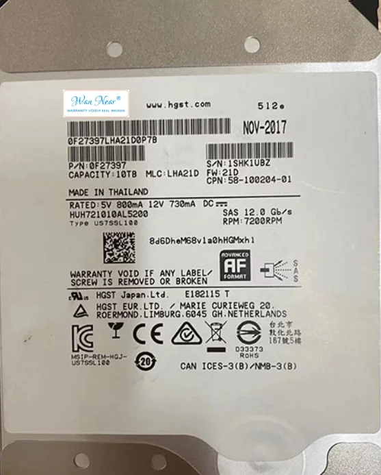 

Для 07FPR 10T 12G 3,5 ''10TB 007FPR server SAS HUH721010AL5200