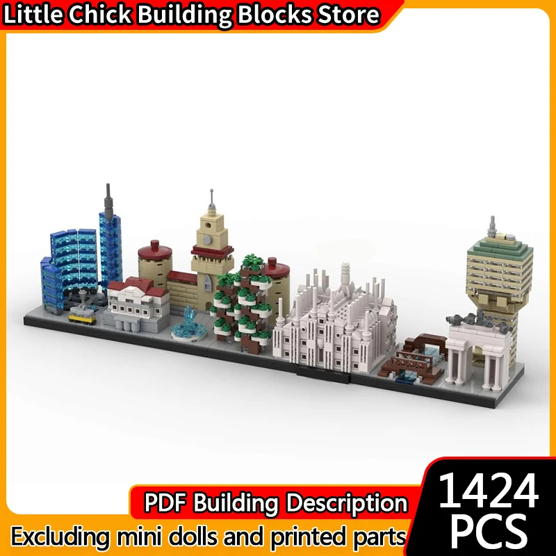 

City Street View Model MOC Building Bricks City Milan Skyline Modular Technology Children Holiday Gifts Assemble Toys Suit