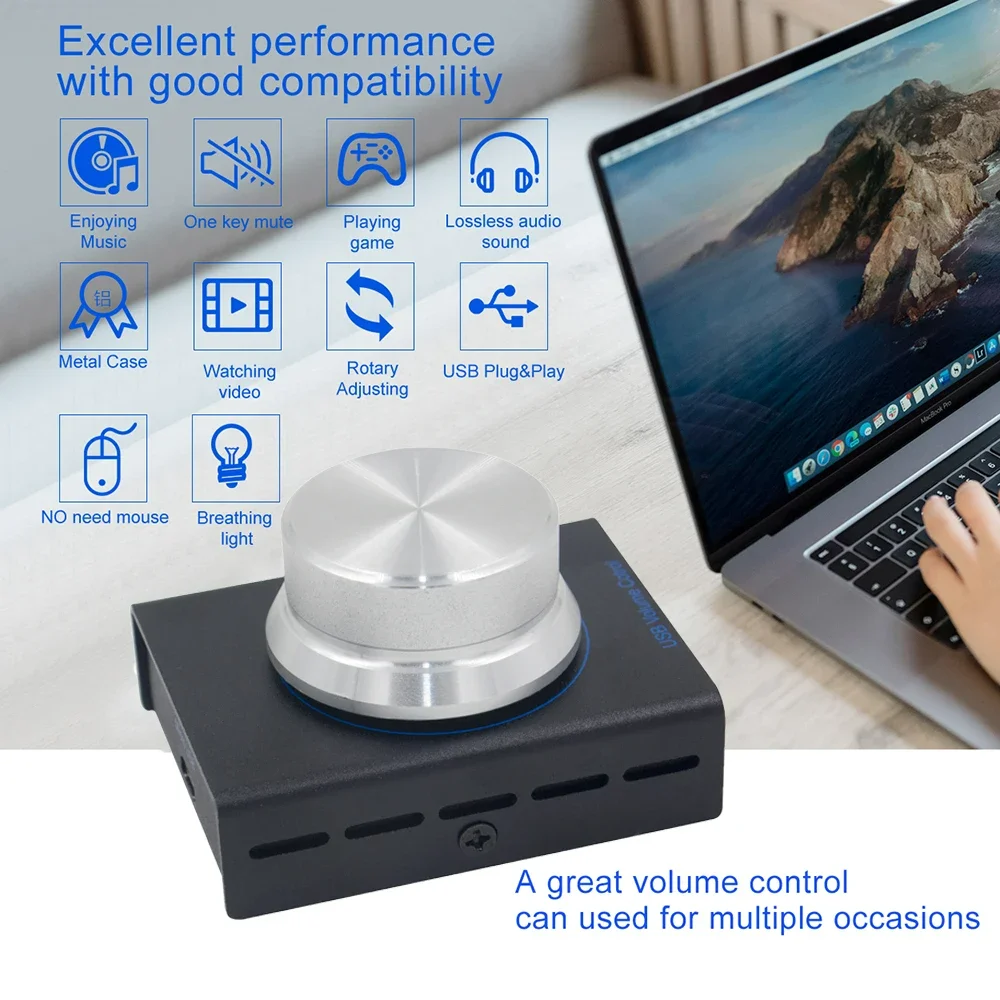 Knob One Button USB Computer Volume Controller Micro USB Multimedia PC Speaker External Audio Volume Control Adjust Accessories