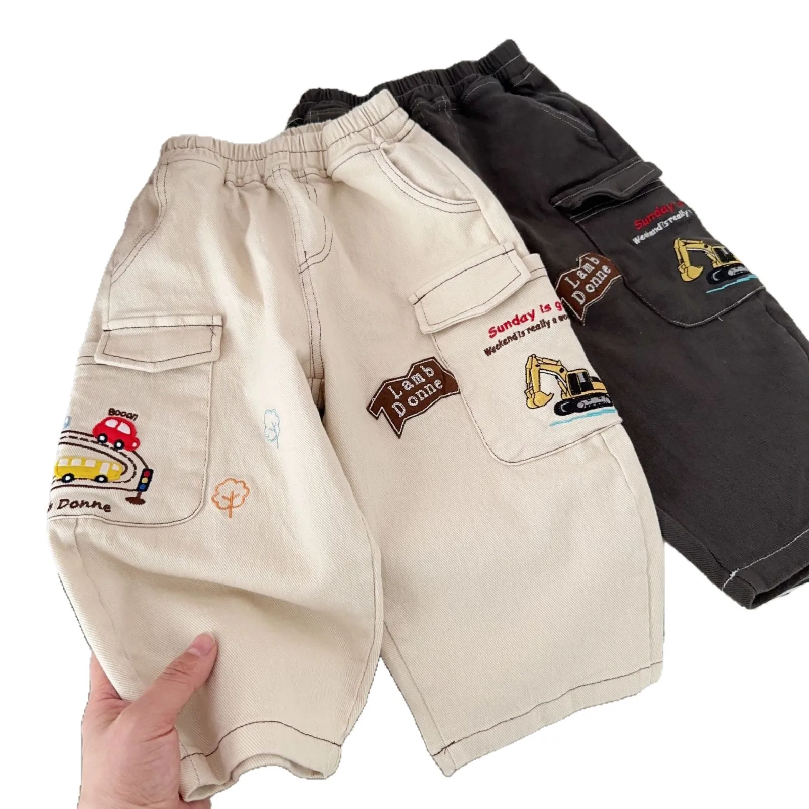Pantalon de printemps en coton pour enfants motif dessin animé 2026 - Nouveaux leggings décontractés pour enfants en stock, pantalon long pour garçons motif patchwork dessin animé