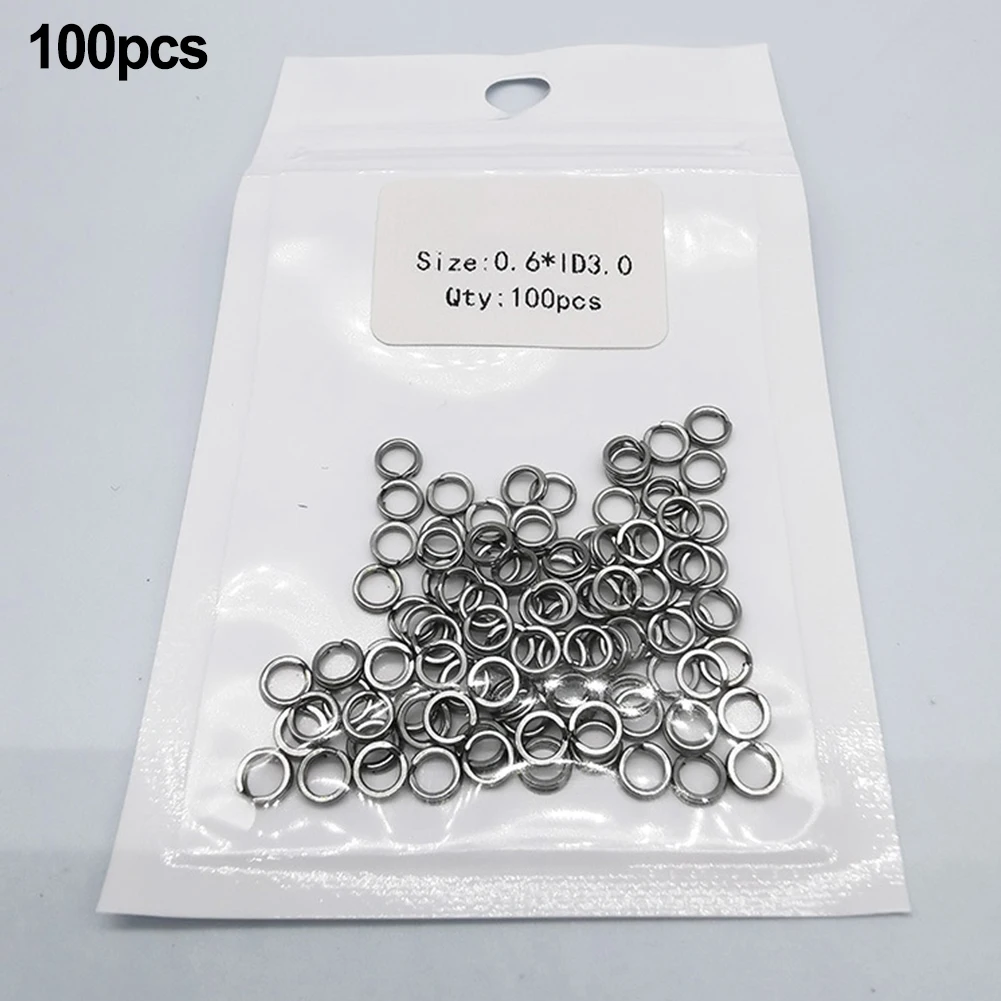 Fishing Lure Split Ring Indoor Office Outdoor Heat Treatment Part Replacement Silver 100 Pcs 204 Stainless Steel