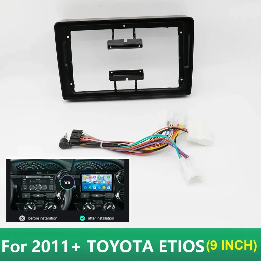 9 Inch Car Stereo Dash 2 Din Head Unit Radio Fascia Kit Installation Trim Panel Frame Double For 2011+ TOYOTA ETIOS DVD Kit