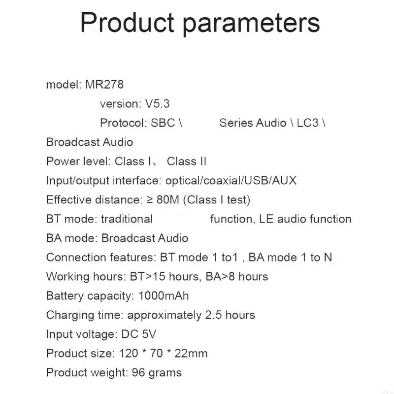 Беспроводной слуховой передатчик с MR278-совместимым с Bluetooth-совместимыми в диапазоне Q84A