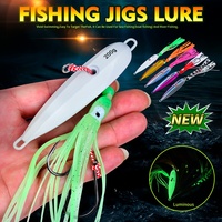 Fast Sinking Metal Jig Lure  with Silicone Skirt 40g 100g 120g 150g 200g Saltwater Shore Casting Fishing Lure Vertical Metal Jig