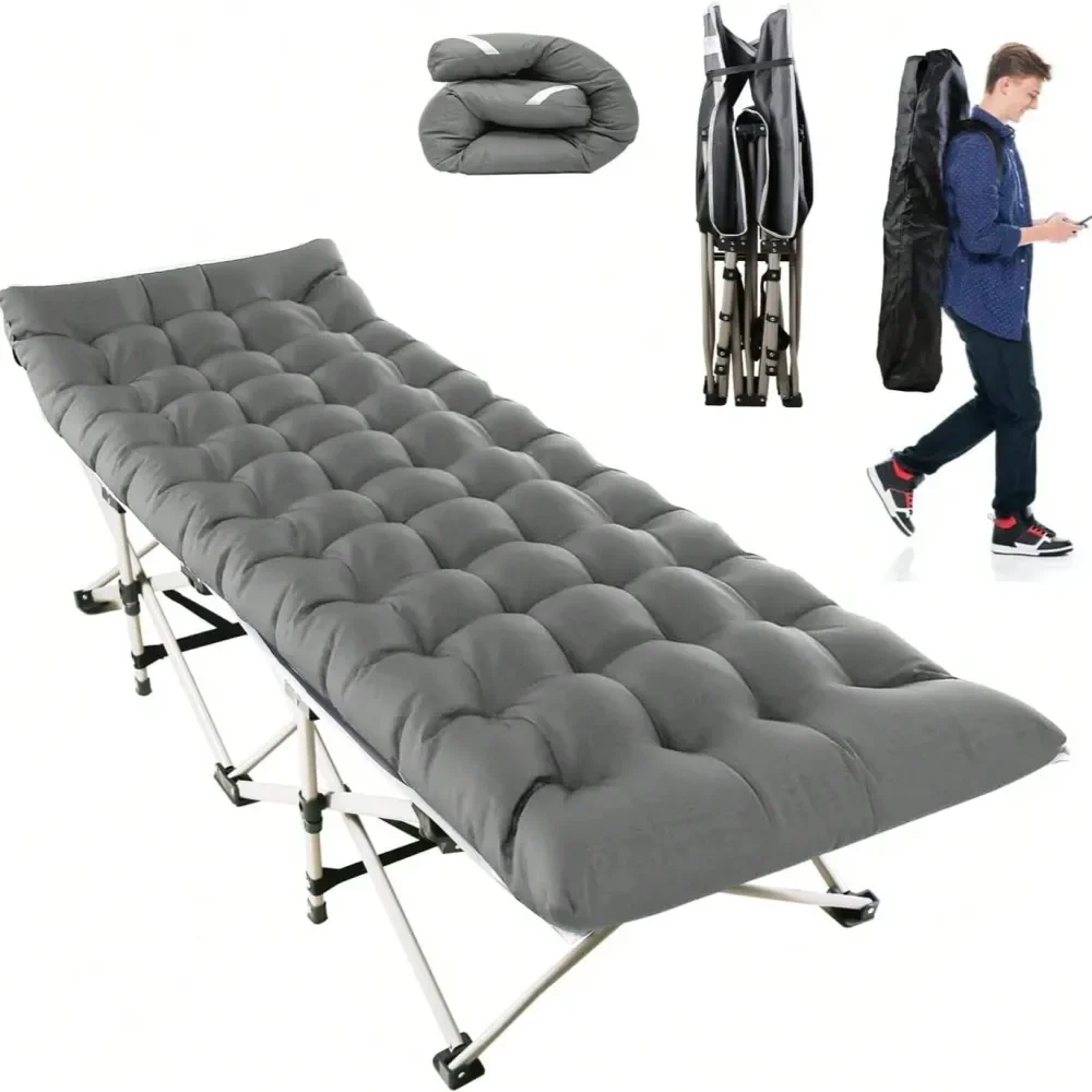 

Cot For Adults, HeavyDuty Portable Cot Bed With Mattress, Foldable Padded Sleeping Cots For Camping Travel Tent Day Bed Outdoor