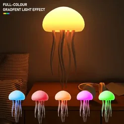 Cartoon Jellyfish Night Light RGB Gradient Jellyfish Bedside Lamp Voice Control Type-C Charging Jellyfish Sensor Light