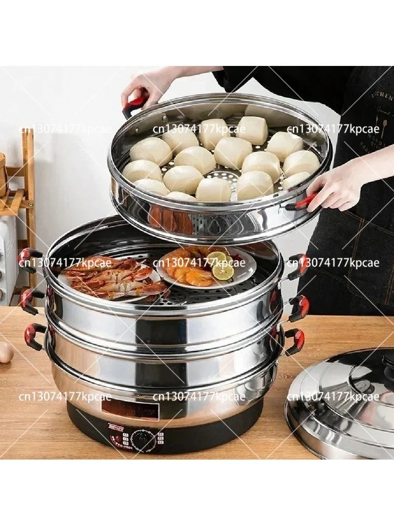 Stainless Steel Electric Food Steamer Large Capacity Commercial Steamer for Buns Dumplings