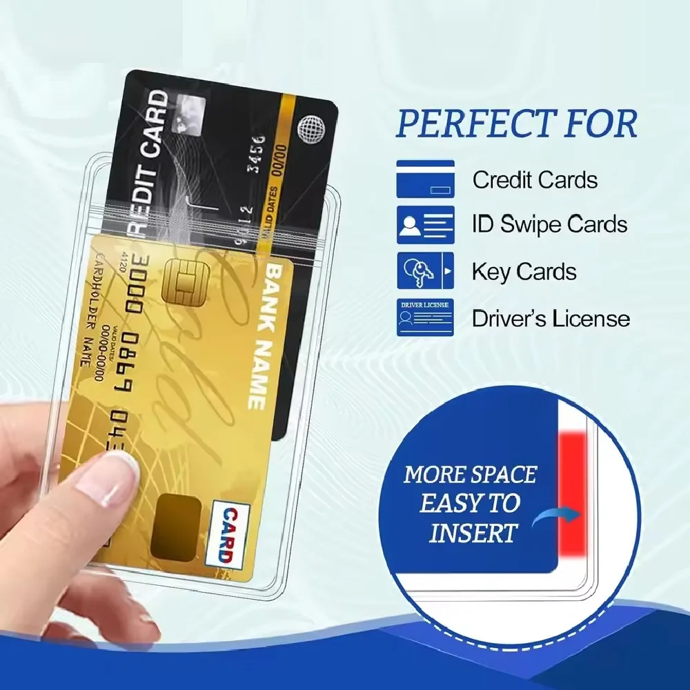 2/100Pcs Waterproof Transparent Card Holder Plastic Protector Case Business Bus Bank Credit Card Protector ID Card Badge Holders