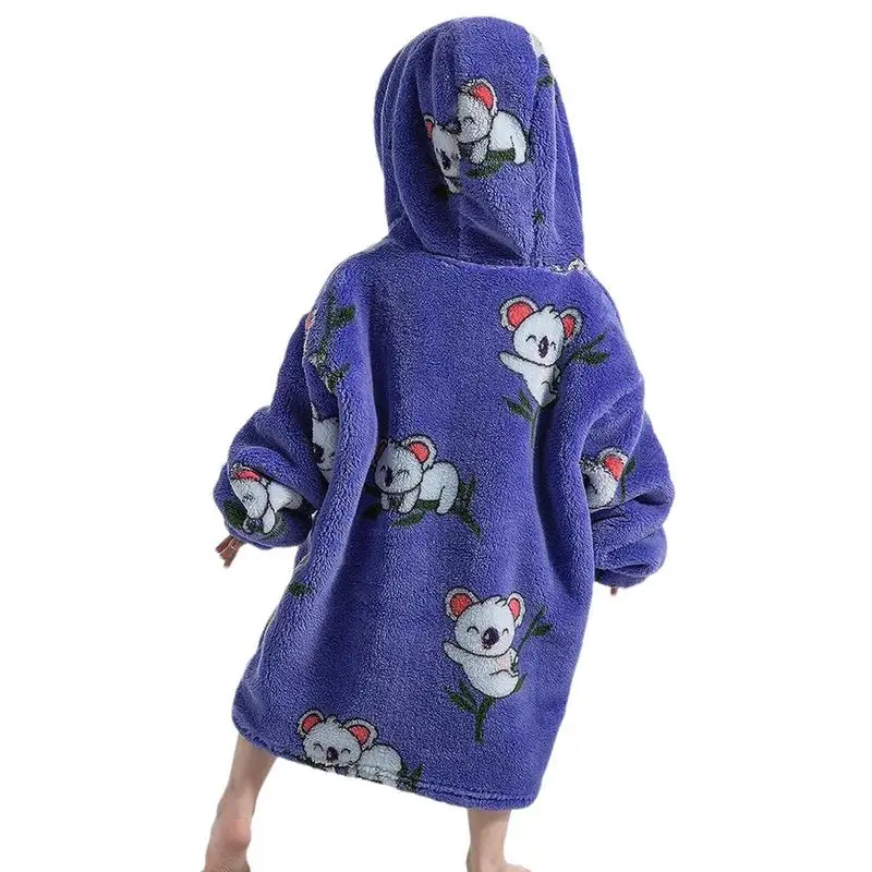 Koala Hooded Blanket Children Cartoon Blanket Hoodies Kids Wearable Hoodie Sweatshirt Extra Large Super Warm Hoodie For Child