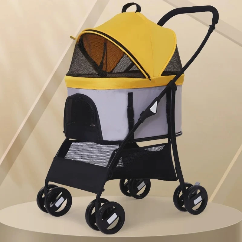 Cheap 4 Wheel Pet Folding Outside Travel Stroller for Cats Small Dogs Lightweight Portable Waterproof Pet Dog Trolley
