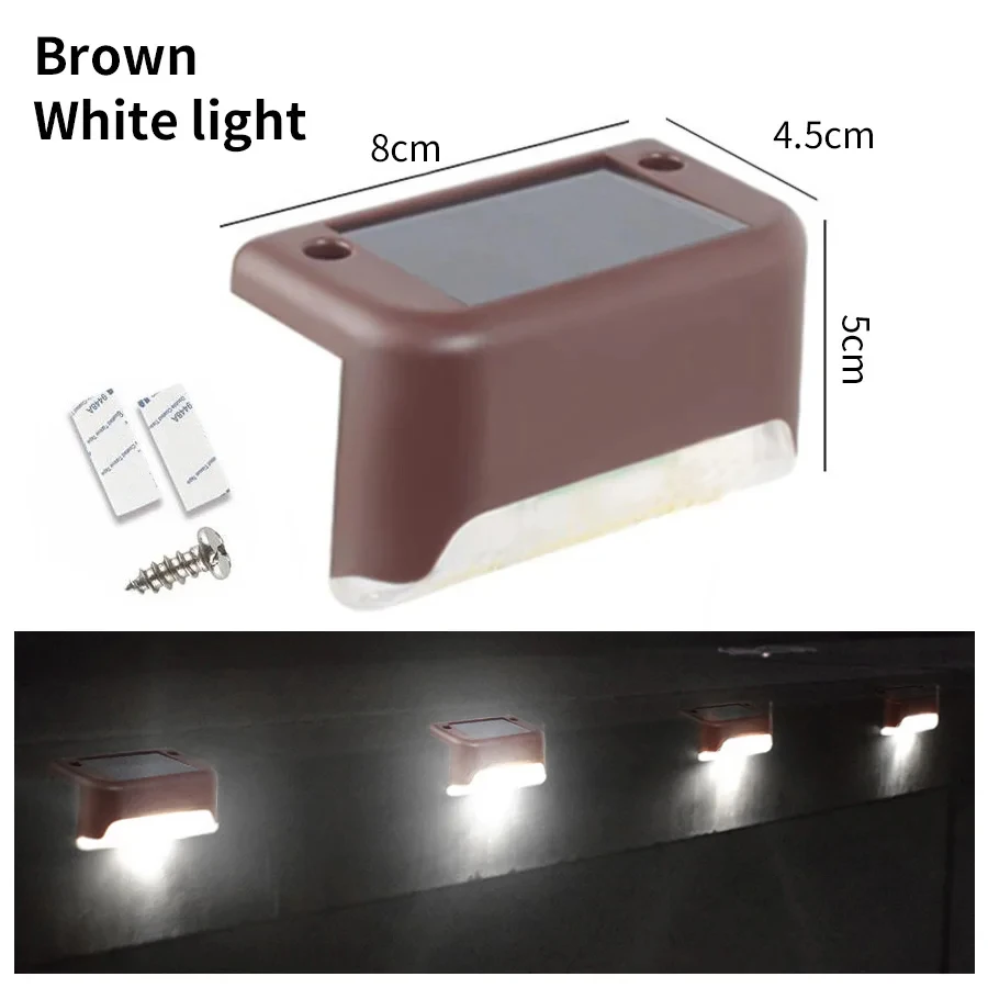 GGBEE 1–8 Stück LED-Solar-Stufenleuchten für den Außenbereich, Zaun, Garten, für Treppen, Hof, Terrasse, Weg, Deck, 3 Farben, wasserdichtes RGB-Sonnenlicht 6