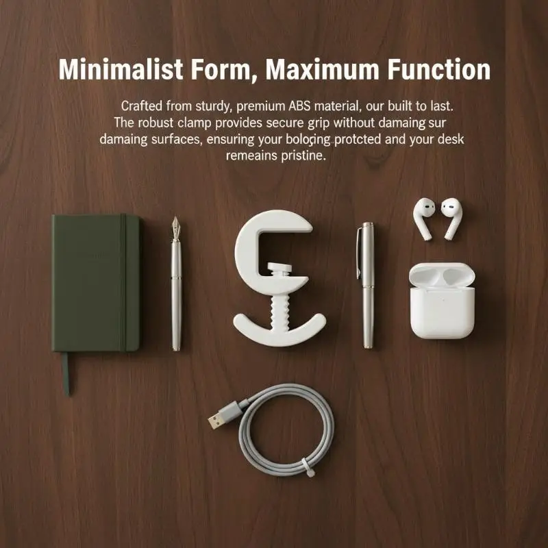 Adjustable C Shaped Under Desk Hook Eco-Friendly Multifunctional Storage Hanger for Office Home Headset Cable Organizer