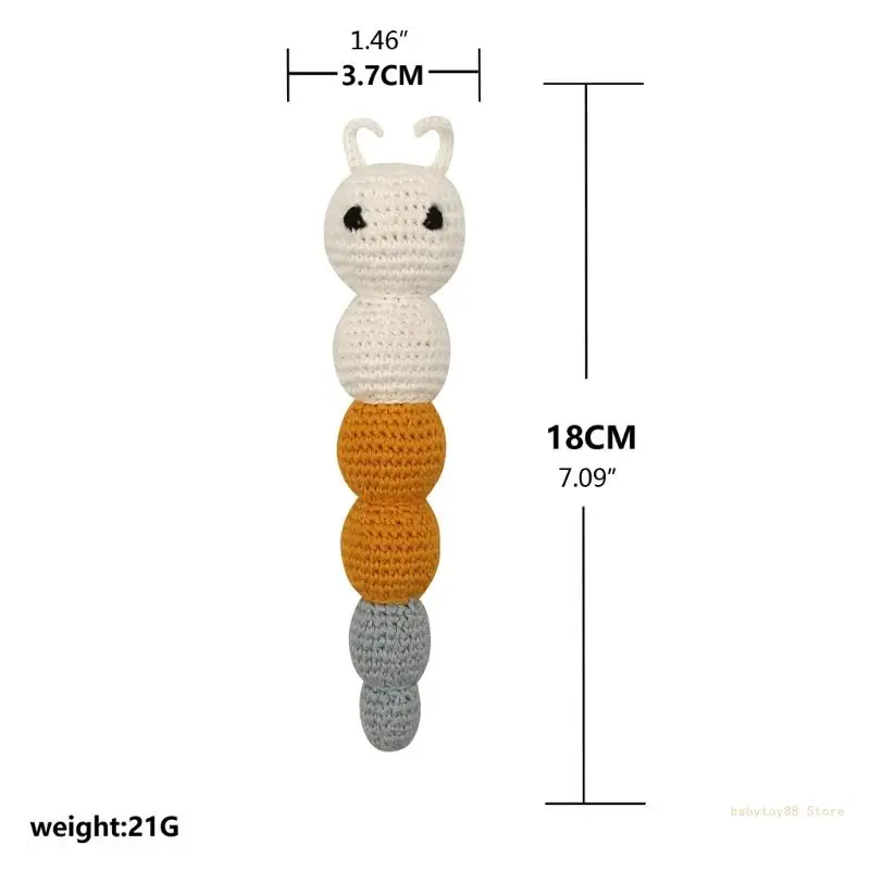 Y4UD 18CM Crochet Animal Early Education Toy for Baby Crib Handhold Shaking