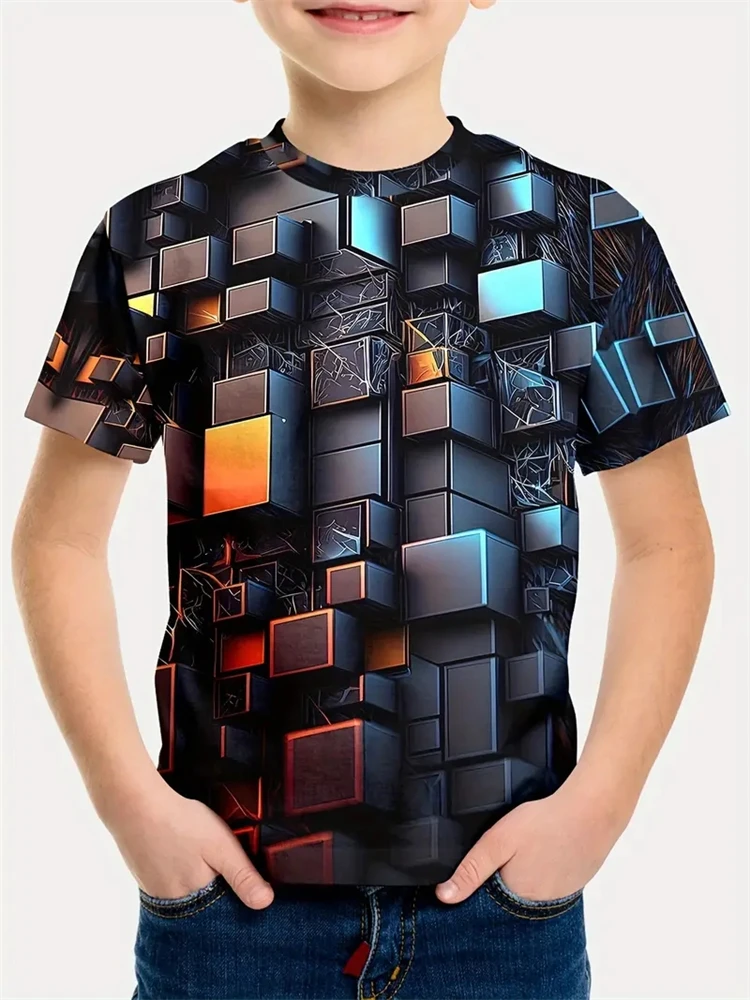 

Kids Boys Clothes Summer Round Neck T-Shirts Fashion Children Top 3D Three-Dimensional Kids Clothes Cartoon Children's T-Shirts