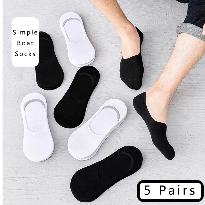 5 Pairs Men Cotton Socks Casual Breathable Business Invisible Boat Socks Summer Men Sports Socks Women Boat Sock EU37-43