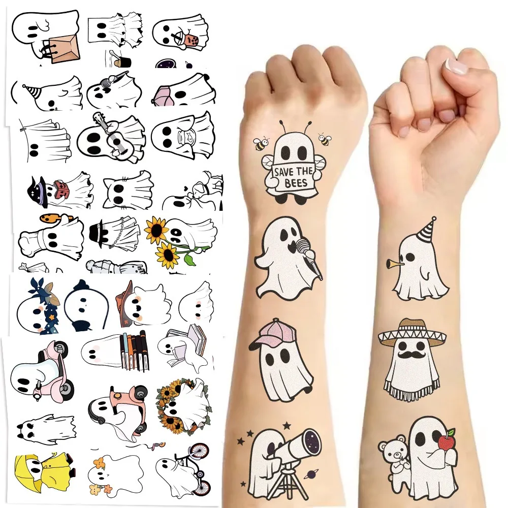 

10pcs Cute Ghost Temporary Waterproof Tattoo Kids Stickers DIY Face Body Transfer Fun Party Gift